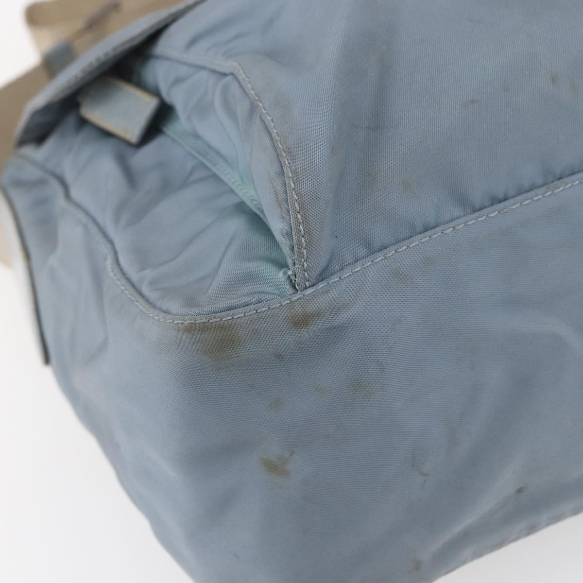PRADA Shoulder Bag Nylon Light Blue Silver Auth BA7764