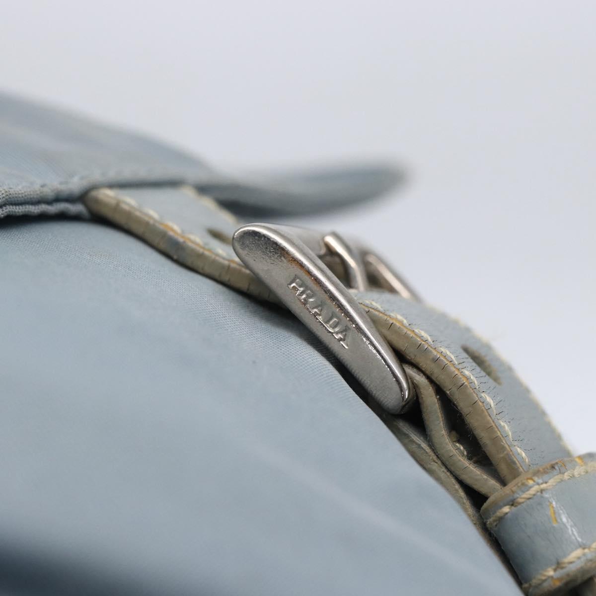 PRADA Shoulder Bag Nylon Light Blue Silver Auth BA7764