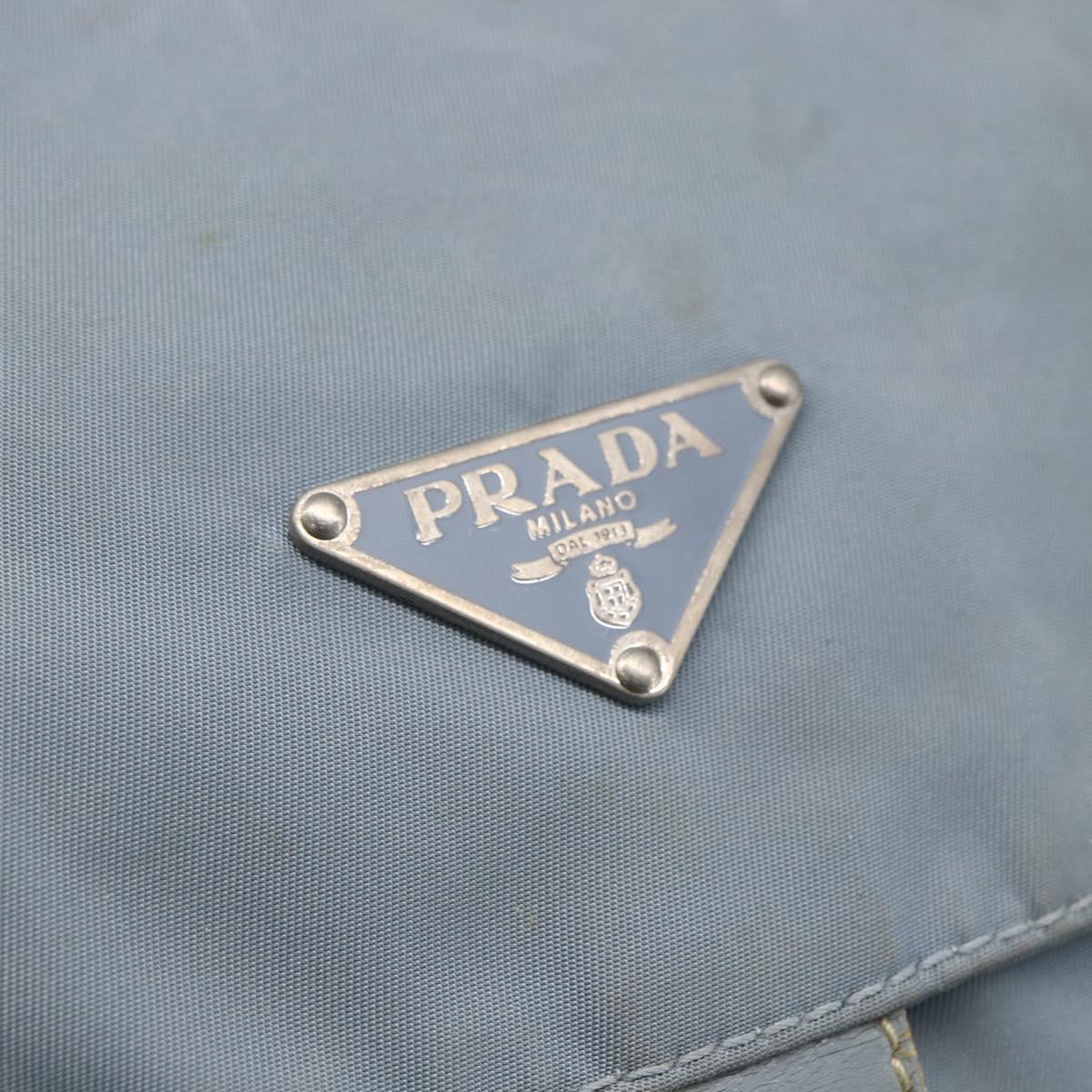 PRADA Shoulder Bag Nylon Light Blue Silver Auth BA7764