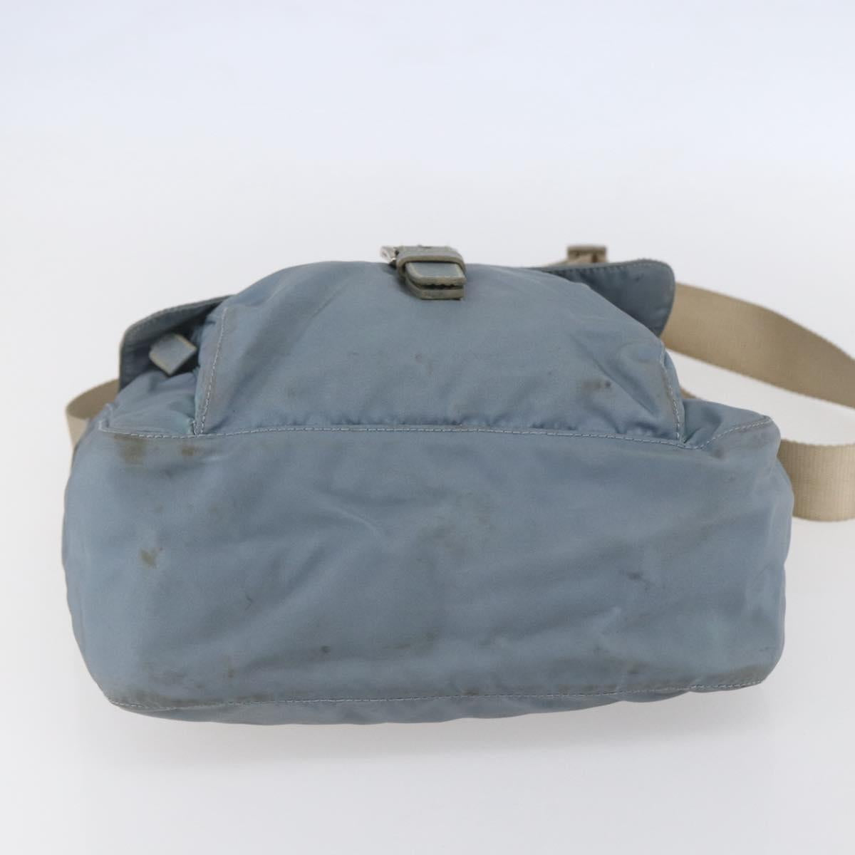 PRADA Shoulder Bag Nylon Light Blue Silver Auth BA7764