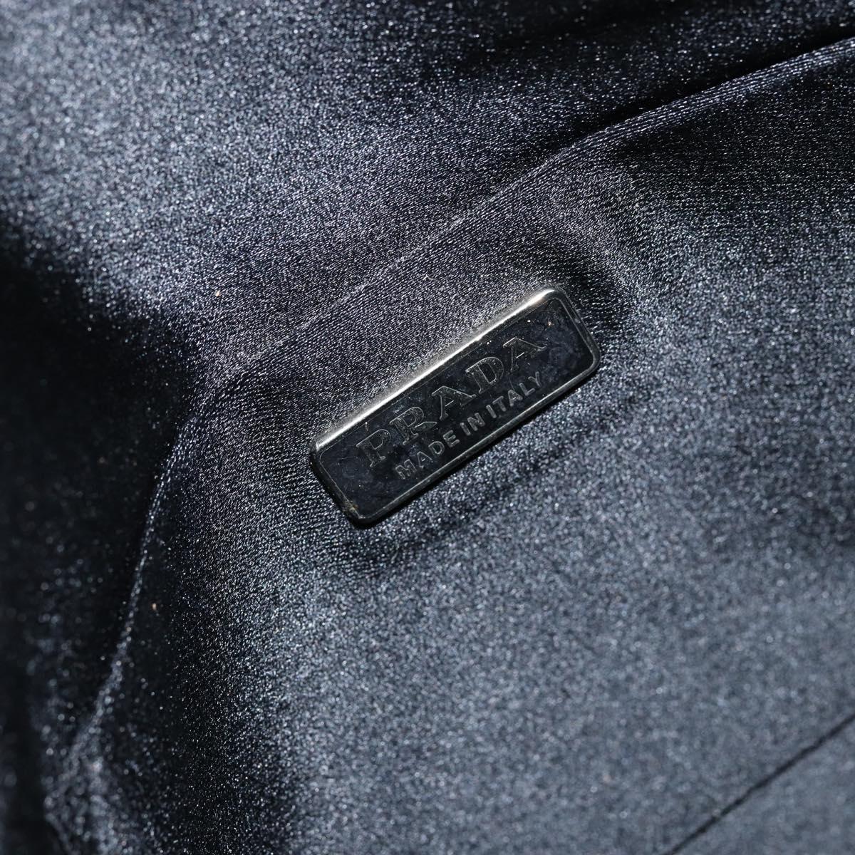 PRADA Hand Bag Nylon Leather Beige Silver Auth BA7765