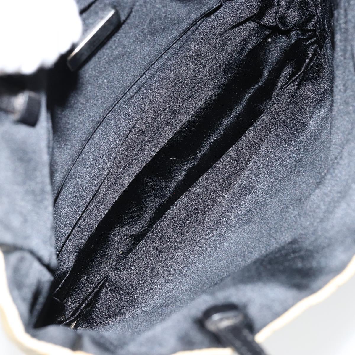 PRADA Hand Bag Nylon Leather Beige Silver Auth BA7765