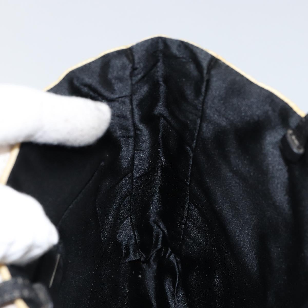 PRADA Hand Bag Nylon Leather Beige Silver Auth BA7765