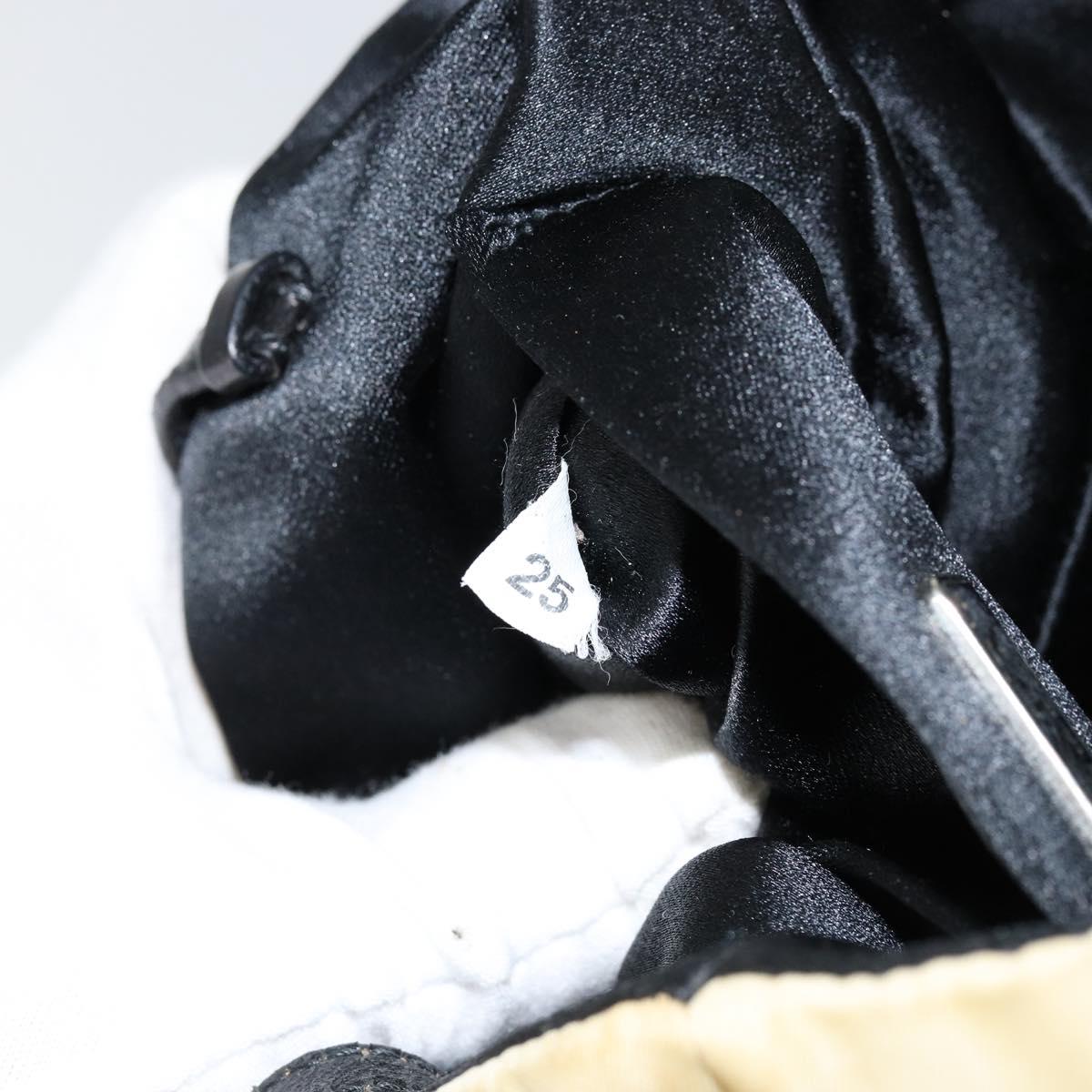 PRADA Hand Bag Nylon Leather Beige Silver Auth BA7765