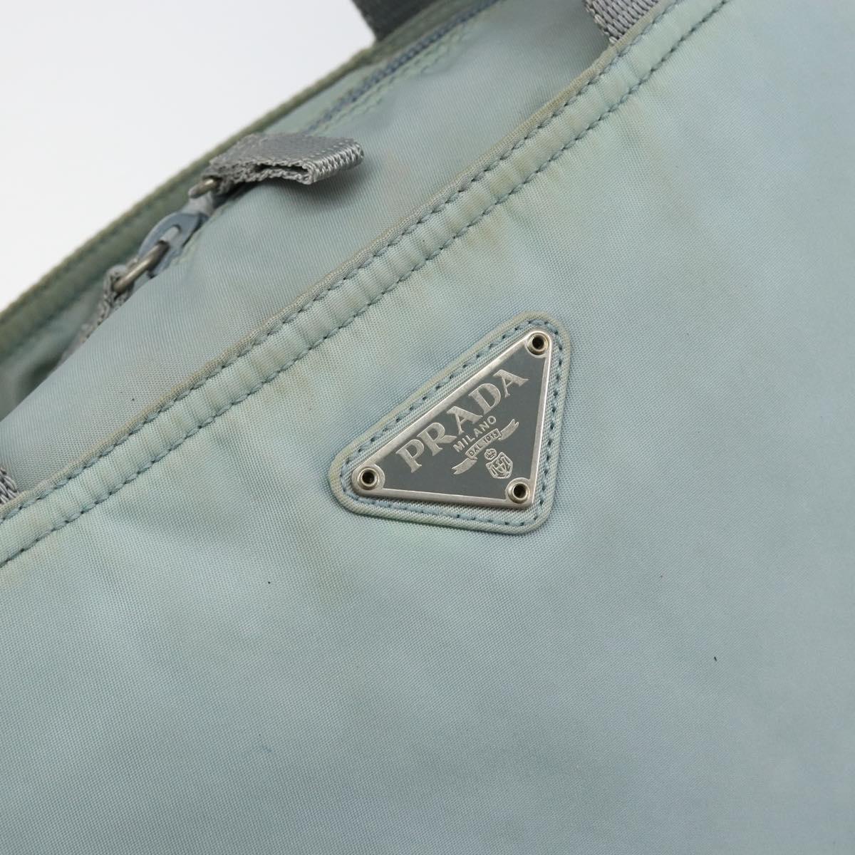 PRADA Tote Bag Nylon Light Blue Silver Auth BA7768