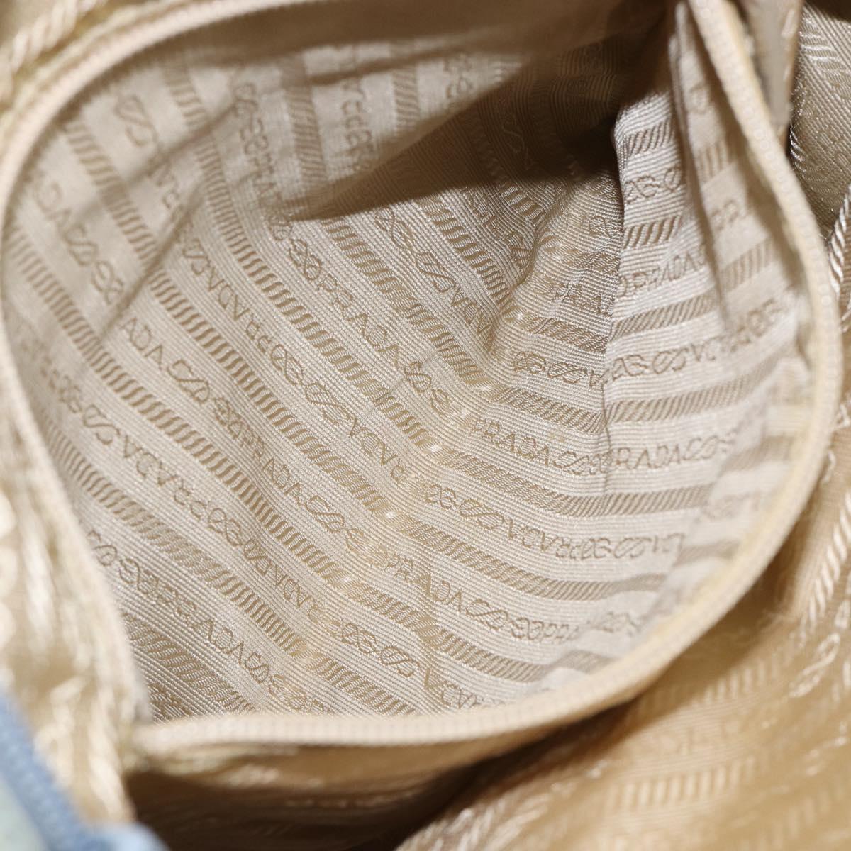 PRADA Tote Bag Nylon Light Blue Silver Auth BA7768