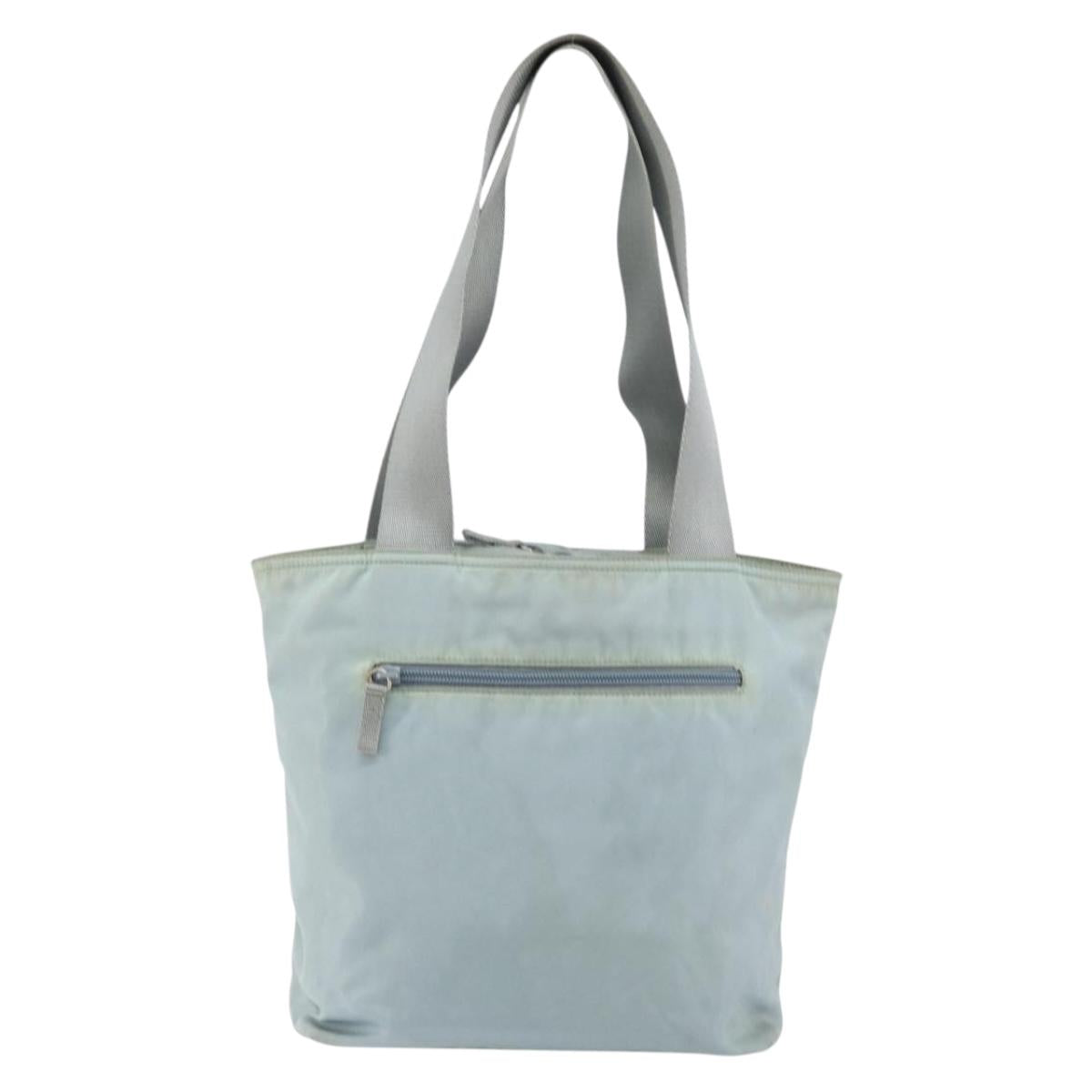PRADA Tote Bag Nylon Light Blue Silver Auth BA7768