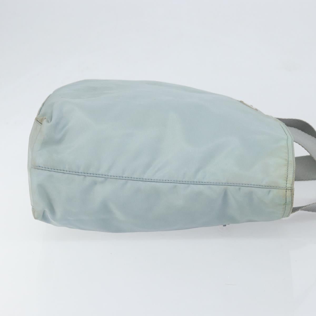 PRADA Tote Bag Nylon Light Blue Silver Auth BA7768