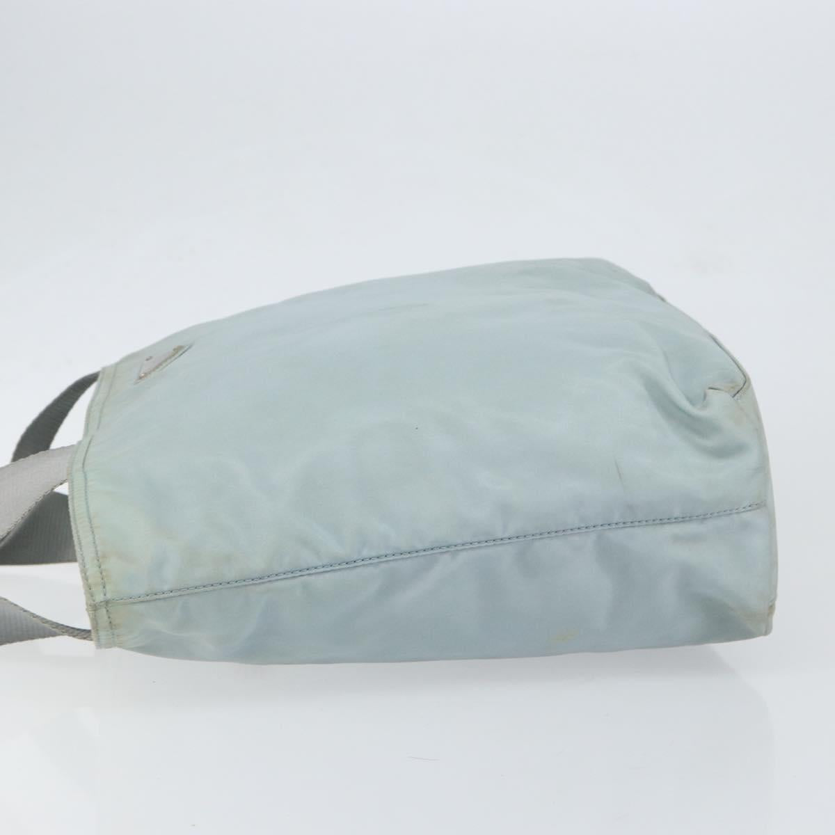 PRADA Tote Bag Nylon Light Blue Silver Auth BA7768