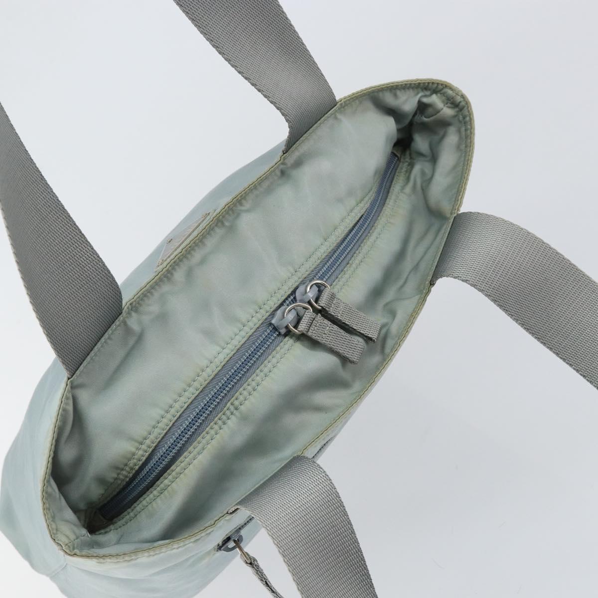 PRADA Tote Bag Nylon Light Blue Silver Auth BA7768