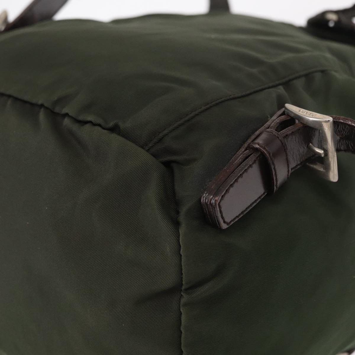 PRADA Backpack Nylon Khaki Silver Auth BA7769