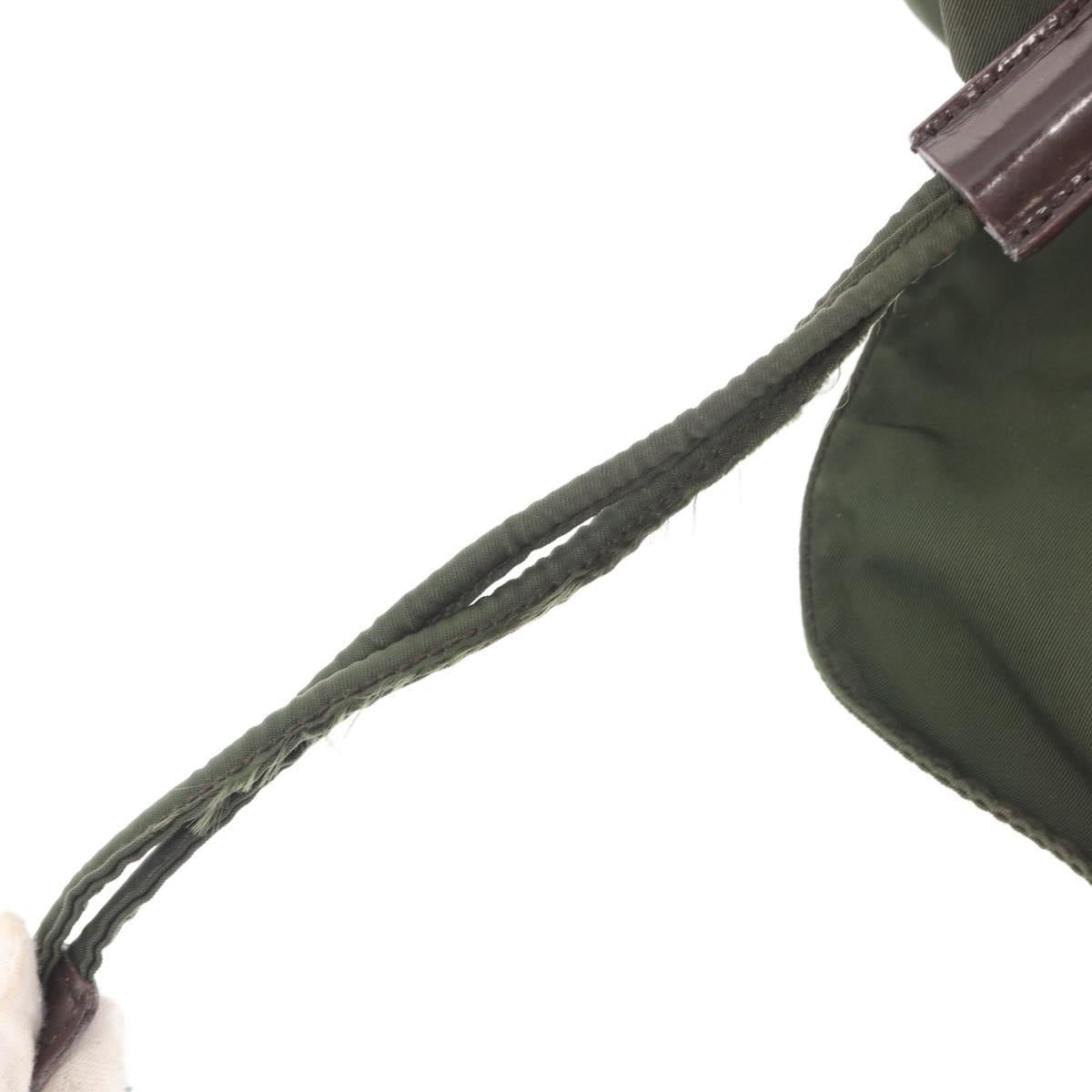 PRADA Backpack Nylon Khaki Silver Auth BA7769