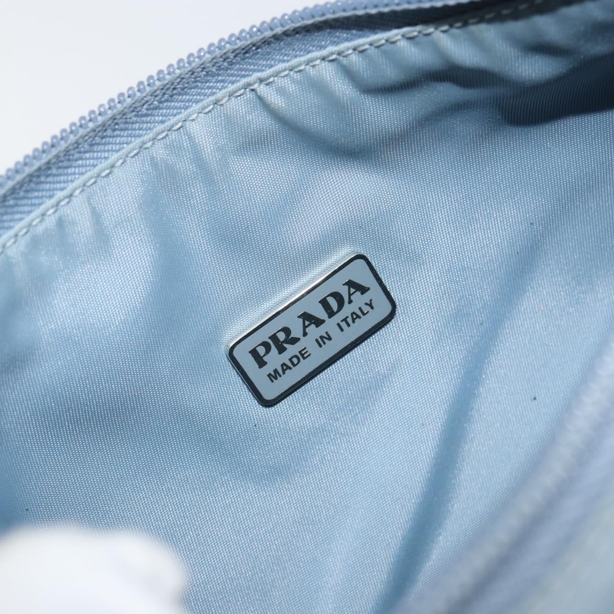 PRADA Hand Bag Nylon Light Blue Silver Auth BA7770
