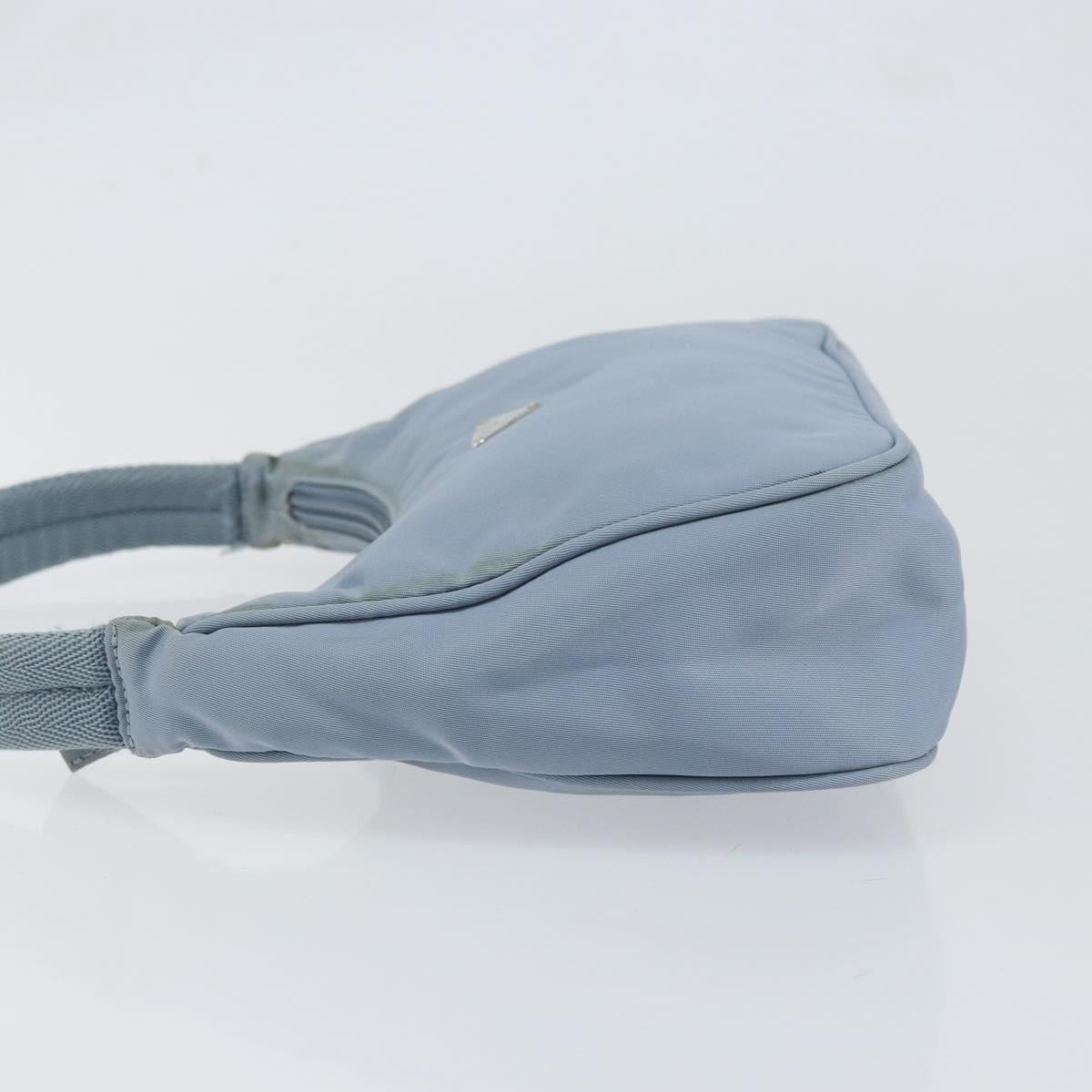 PRADA Hand Bag Nylon Light Blue Silver Auth BA7770
