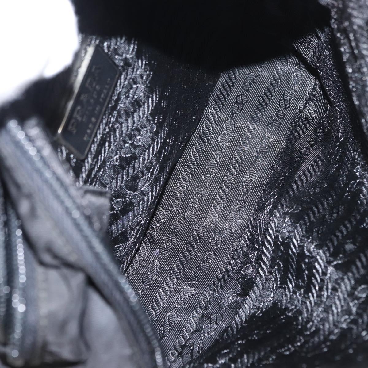 PRADA Hand Bag Nylon Black Silver Auth BA7771