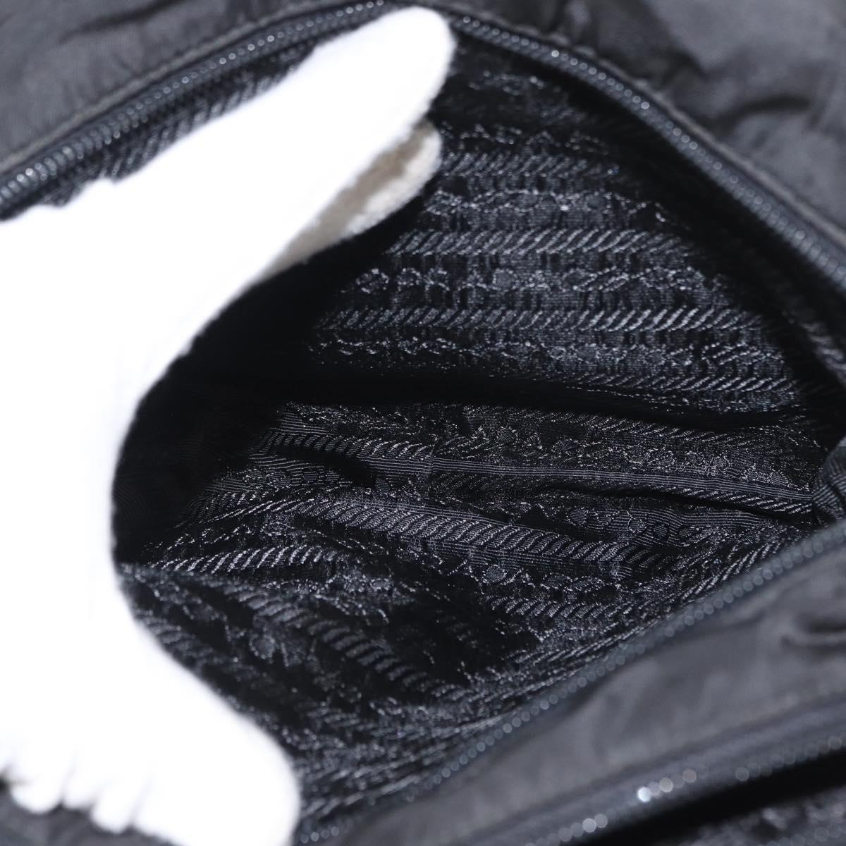 PRADA Hand Bag Nylon Black Silver Auth BA7771
