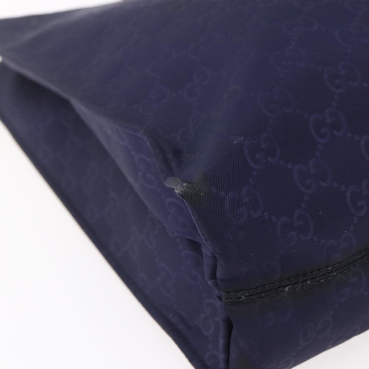 GUCCI GG Canvas Tote Bag Nylon Navy 355732 Auth BA7774