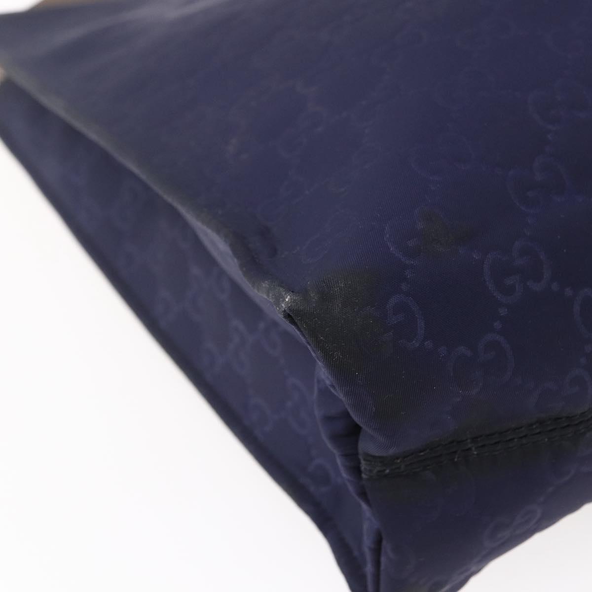GUCCI GG Canvas Tote Bag Nylon Navy 355732 Auth BA7774