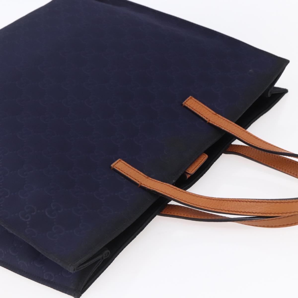 GUCCI GG Canvas Tote Bag Nylon Navy 355732 Auth BA7774