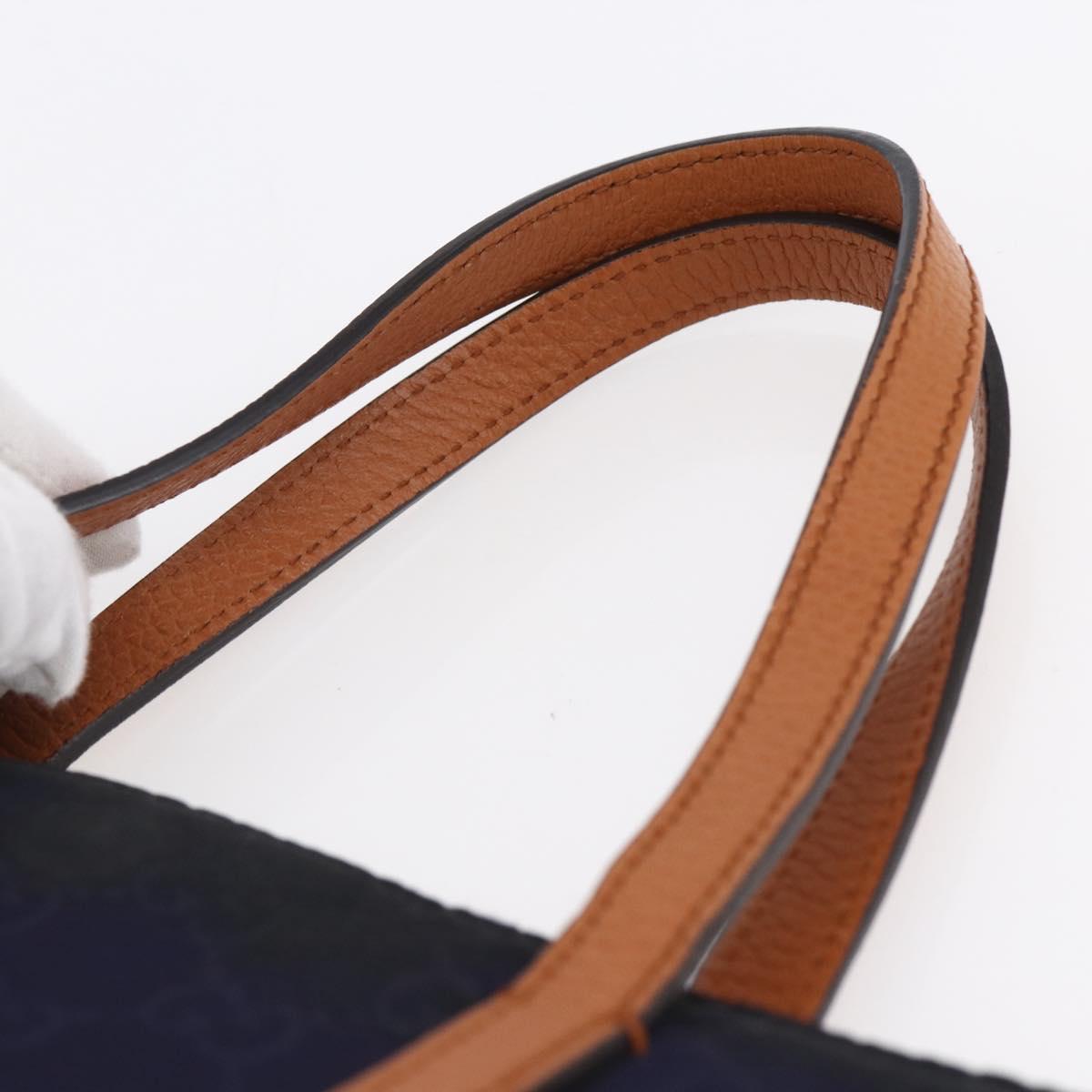 GUCCI GG Canvas Tote Bag Nylon Navy 355732 Auth BA7774