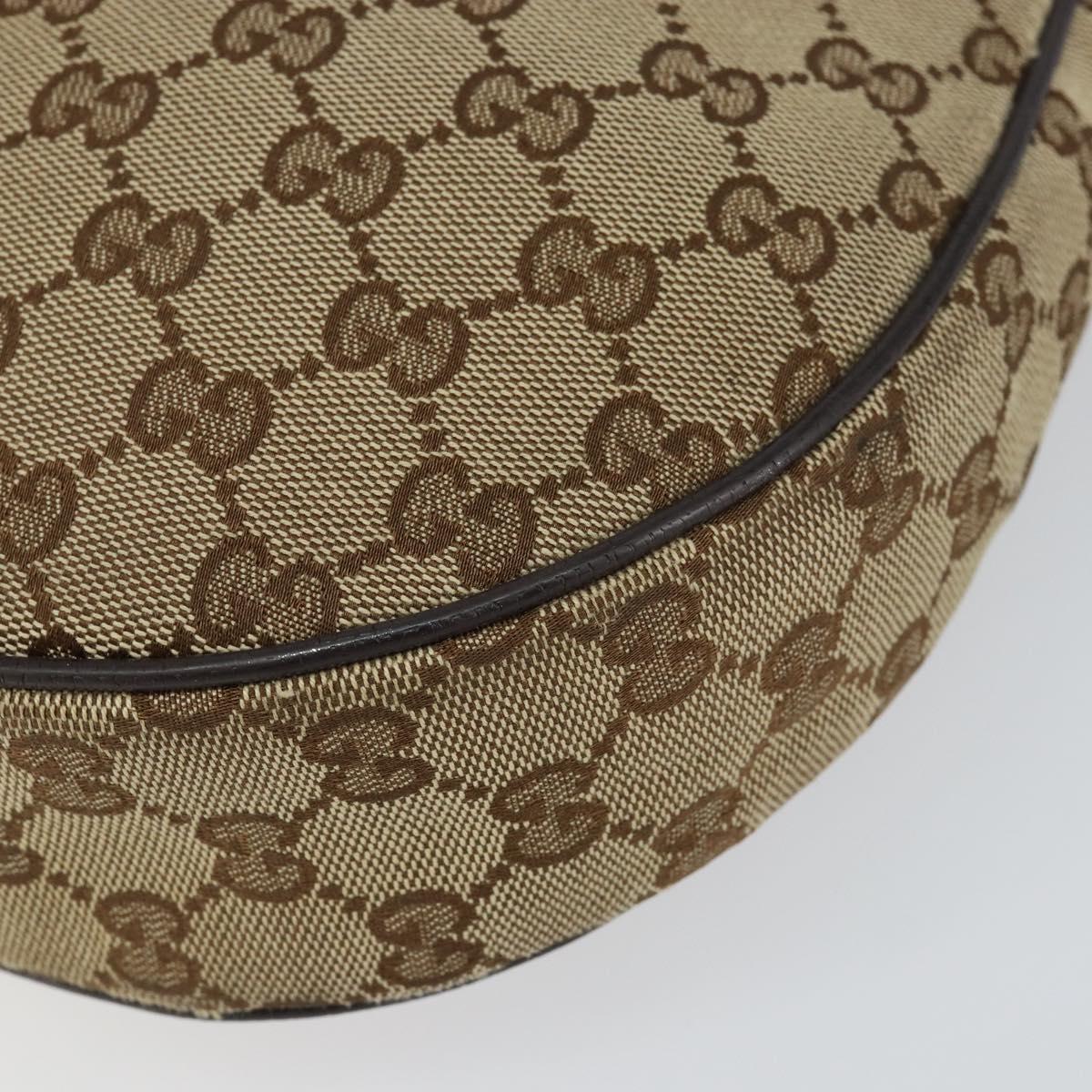 GUCCI GG Canvas Shoulder Bag Beige Silver 122790 Auth BA7775