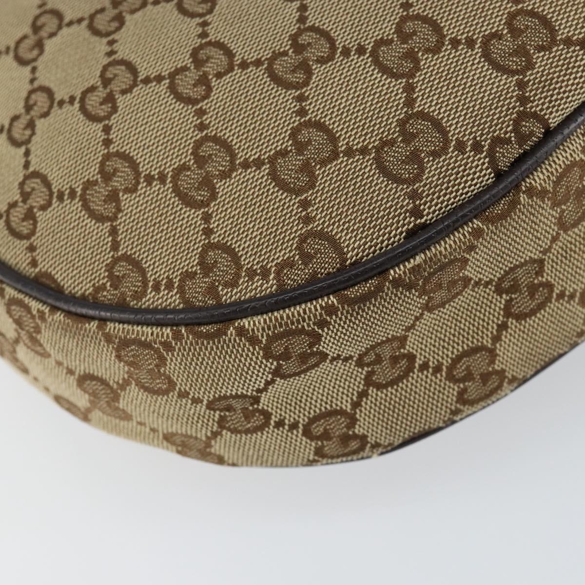 GUCCI GG Canvas Shoulder Bag Beige Silver 122790 Auth BA7775