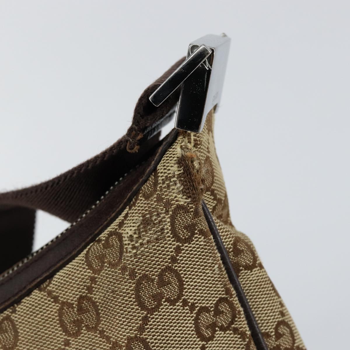 GUCCI GG Canvas Shoulder Bag Beige Silver 122790 Auth BA7775