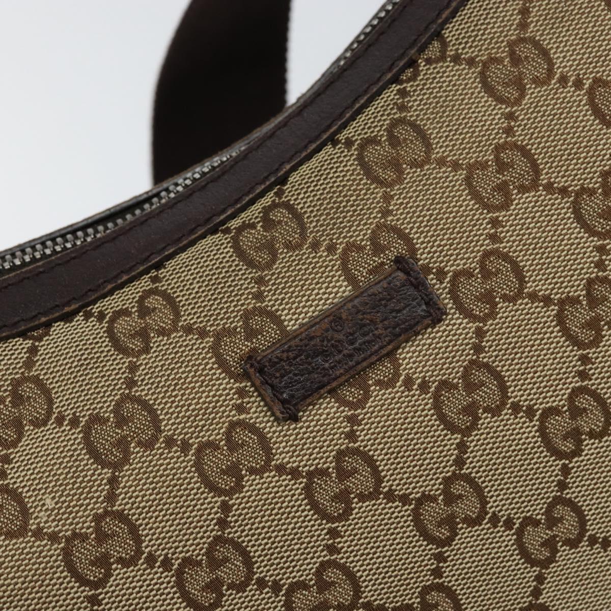 GUCCI GG Canvas Shoulder Bag Beige Silver 122790 Auth BA7775