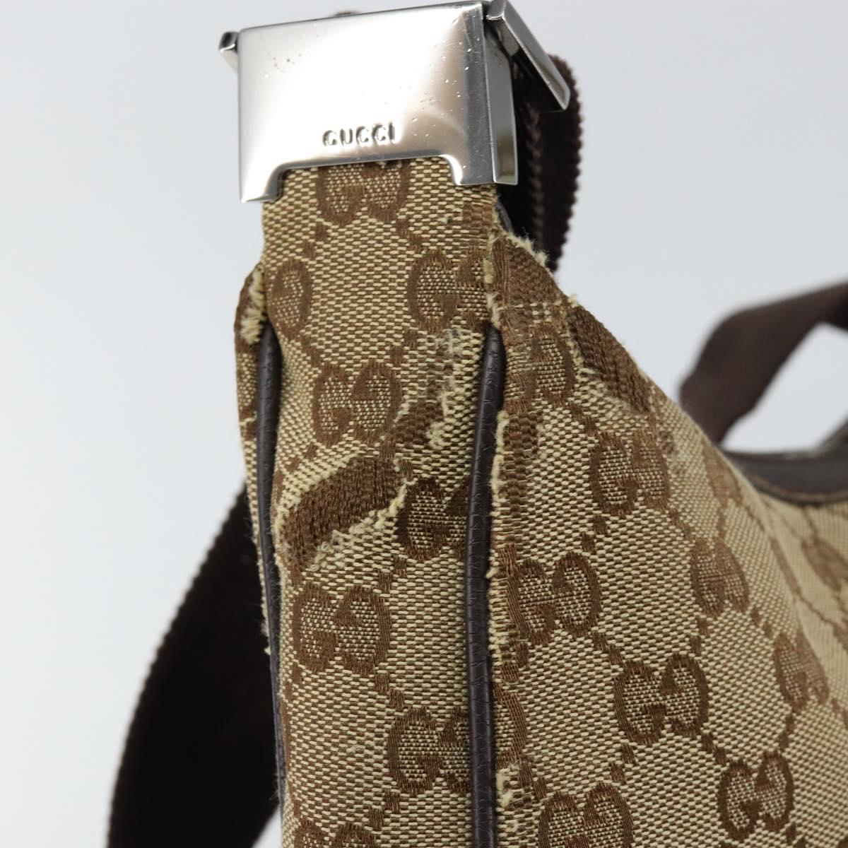 GUCCI GG Canvas Shoulder Bag Beige Silver 122790 Auth BA7775