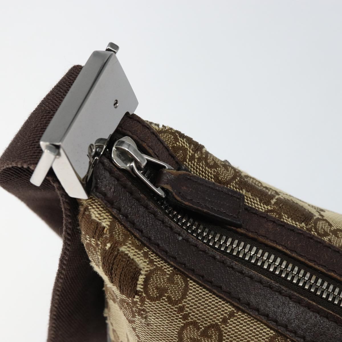 GUCCI GG Canvas Shoulder Bag Beige Silver 122790 Auth BA7775