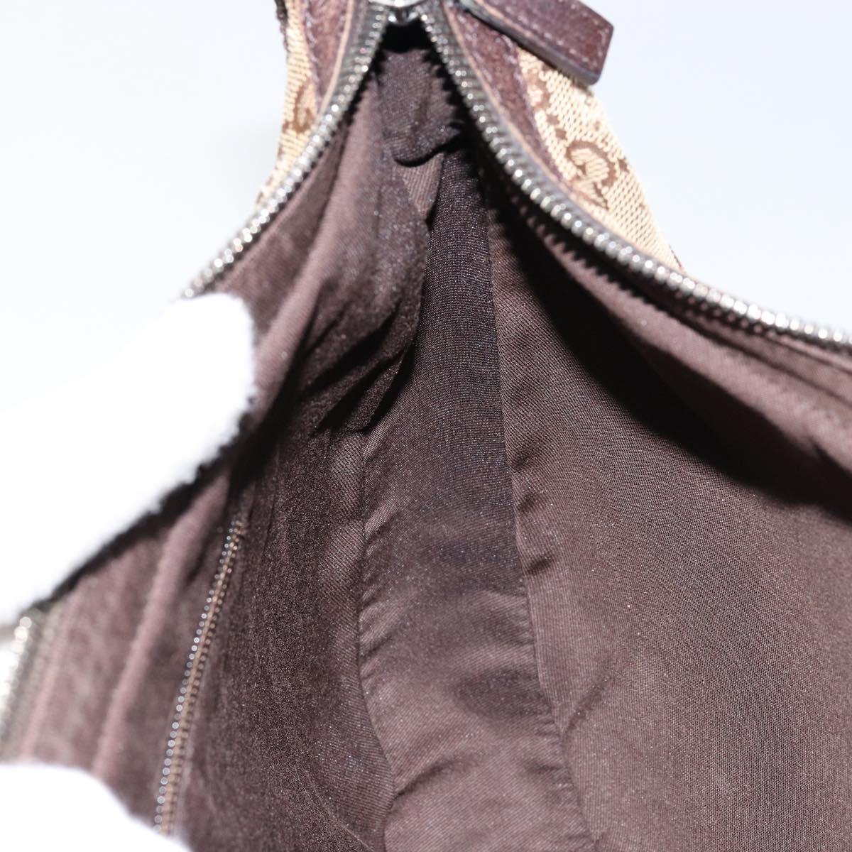 GUCCI GG Canvas Shoulder Bag Beige Silver 122790 Auth BA7775