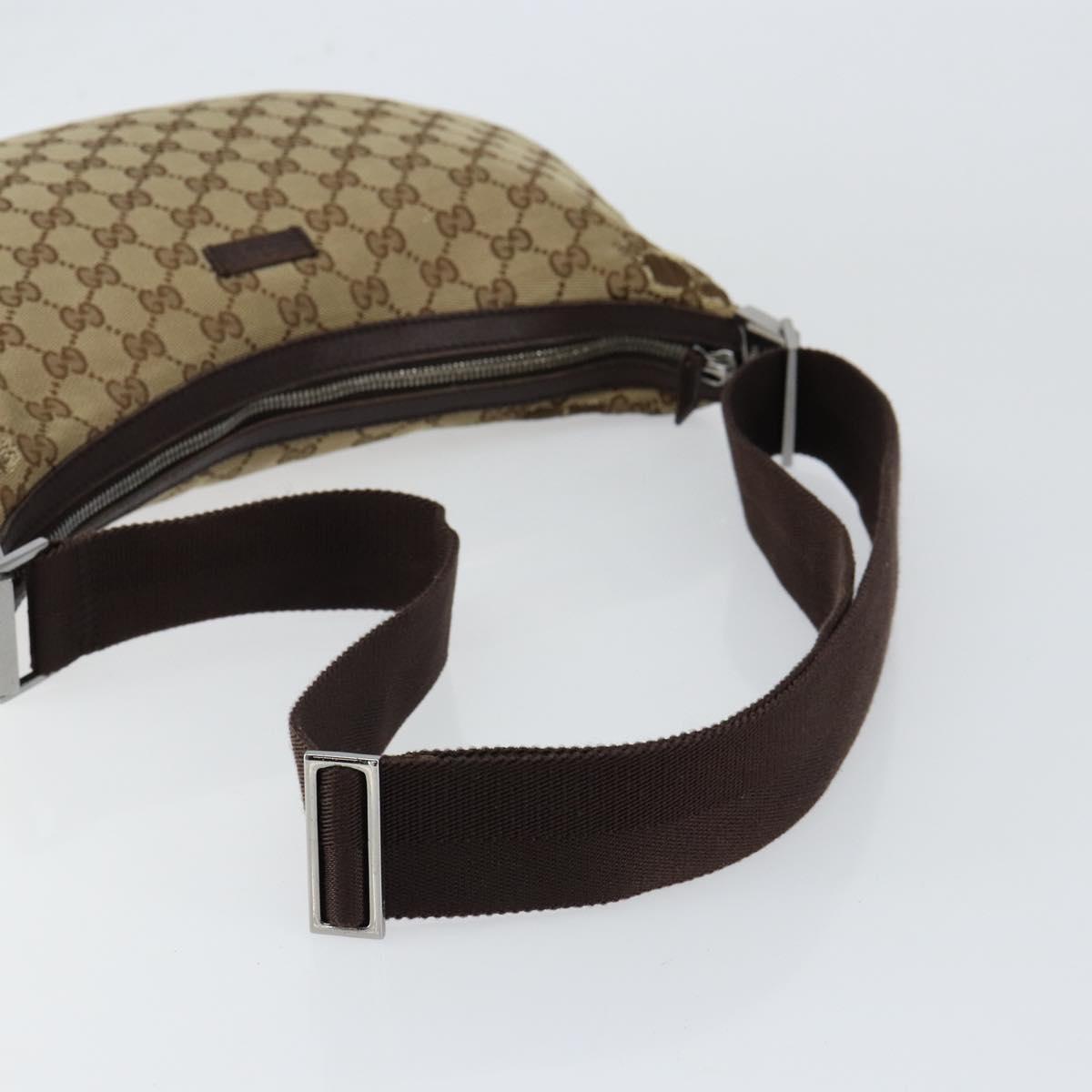 GUCCI GG Canvas Shoulder Bag Beige Silver 122790 Auth BA7775