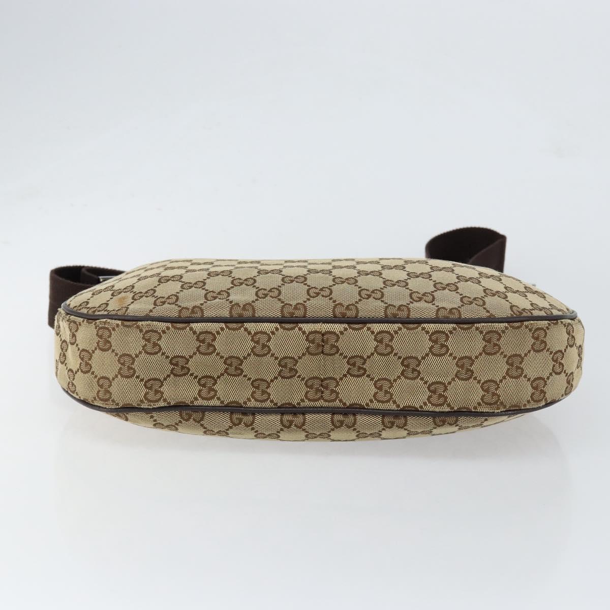 GUCCI GG Canvas Shoulder Bag Beige Silver 122790 Auth BA7775