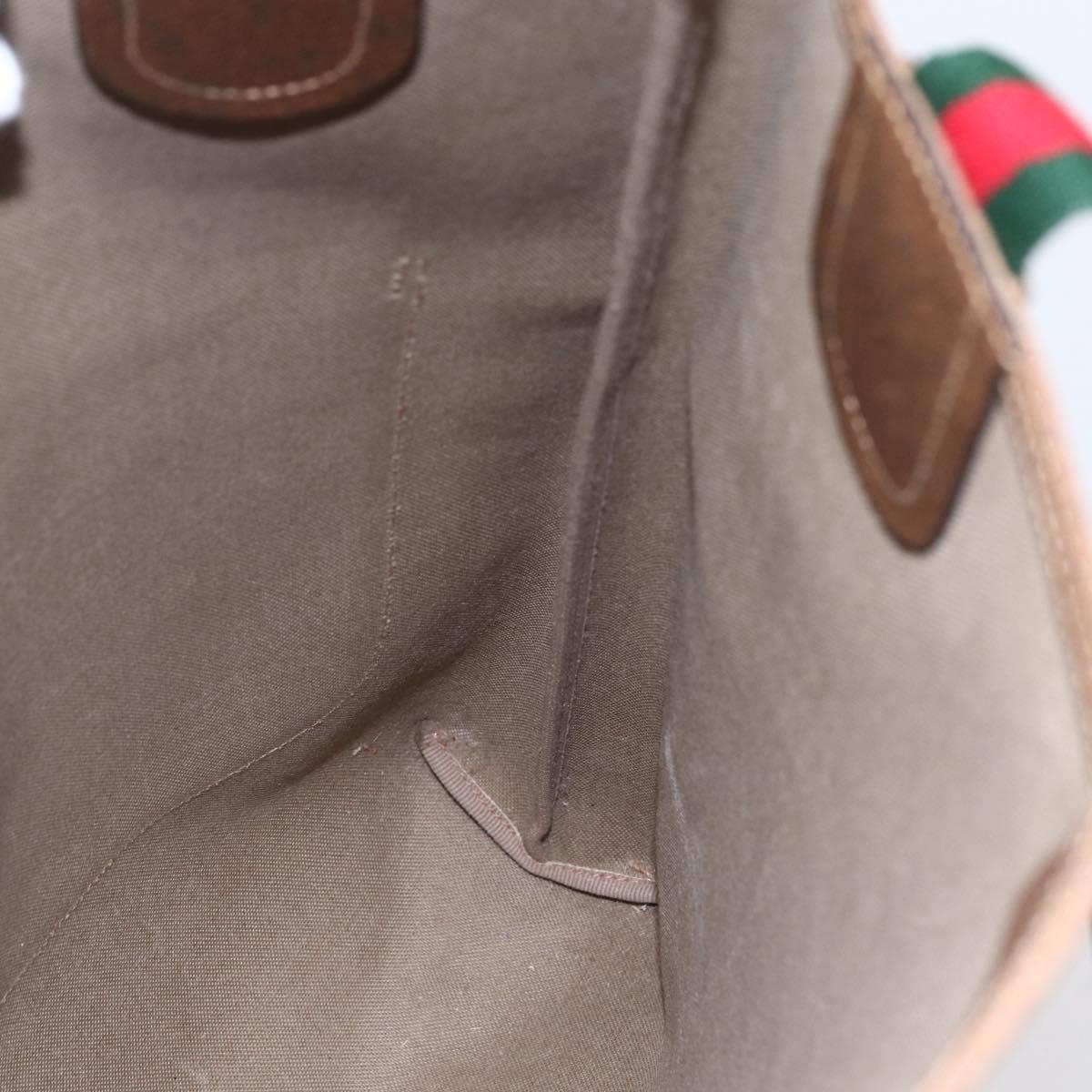 GUCCI GG Supreme Web Sherry Line Tote Bag PVC Beige Red 378 02 003 Auth BA7777