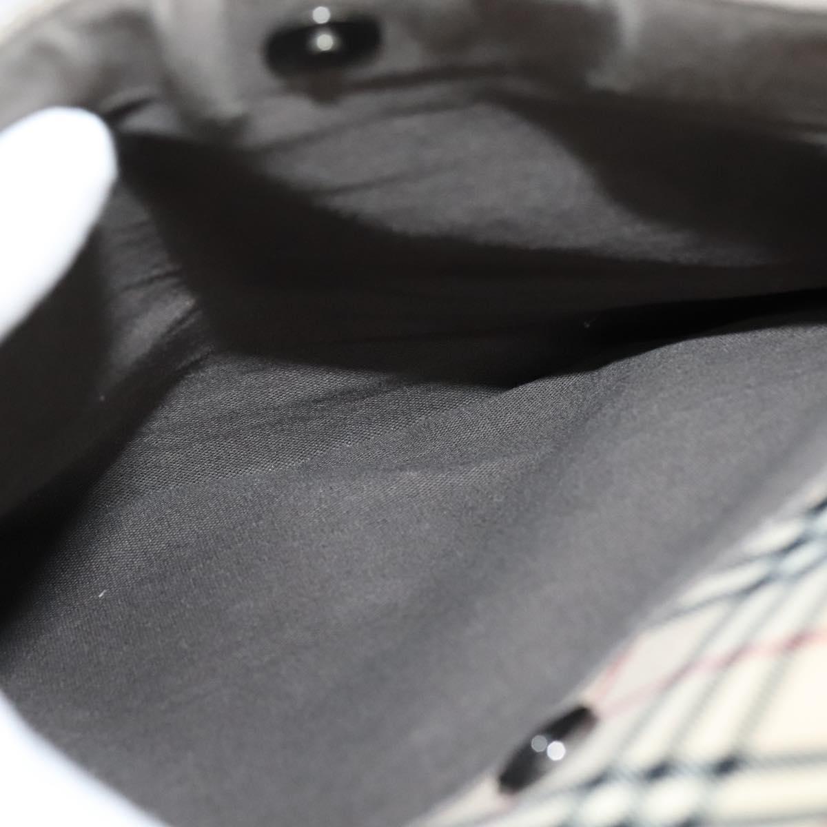 BURBERRY Nova Check Shoulder Bag Canvas Beige Silver Auth BA778