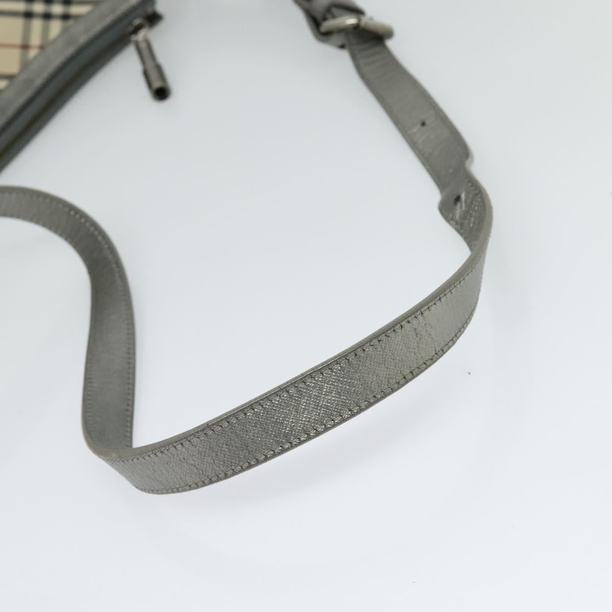 BURBERRY Nova Check Shoulder Bag Canvas Beige Silver Auth BA778