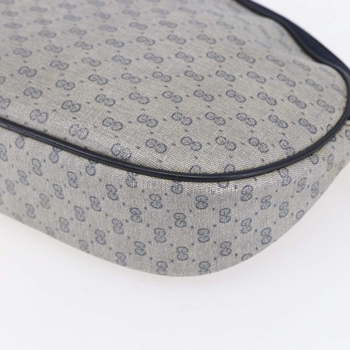 GUCCI Micro GG Supreme Shoulder Bag PVC Navy Gold Auth BA7782