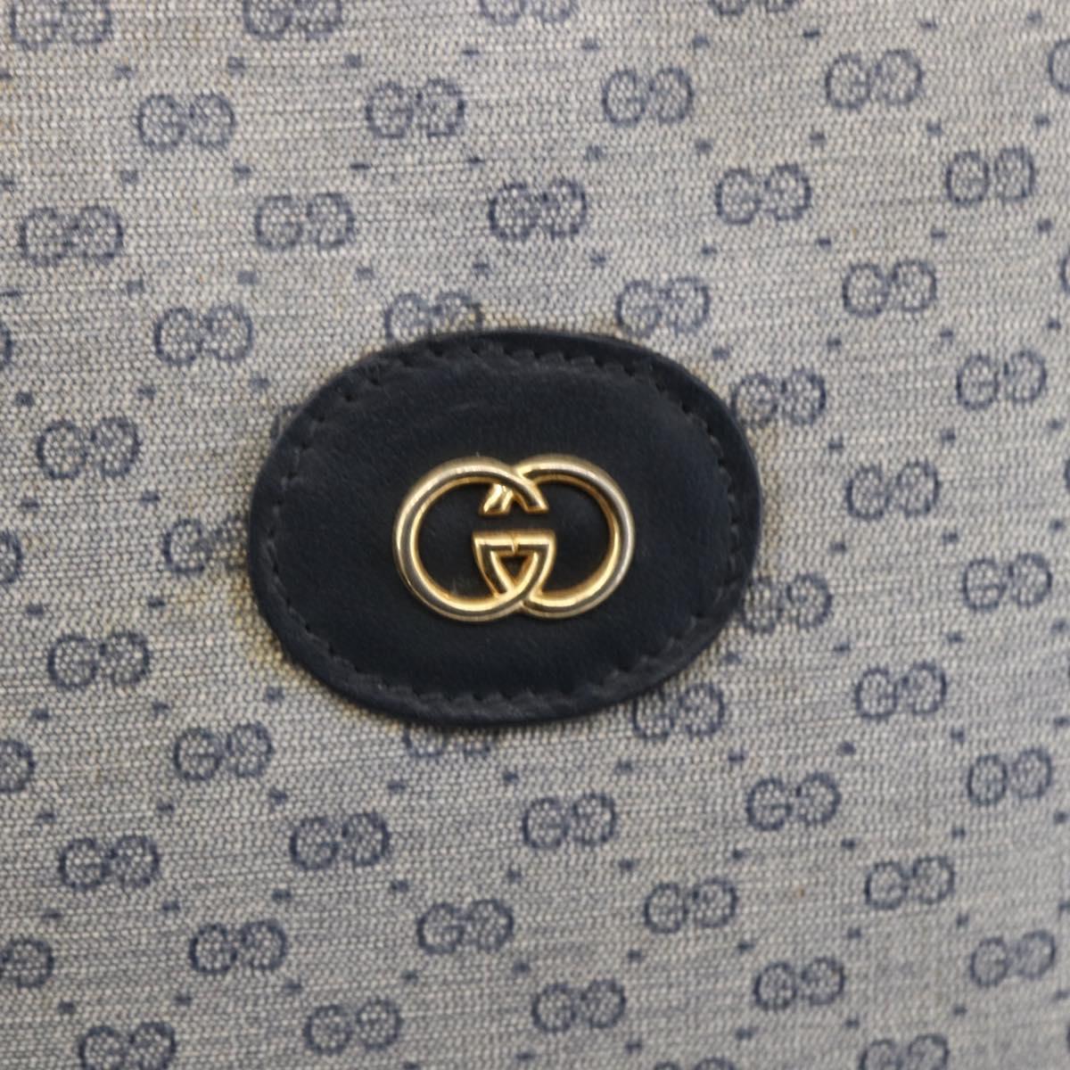 GUCCI Micro GG Supreme Shoulder Bag PVC Navy Gold Auth BA7782