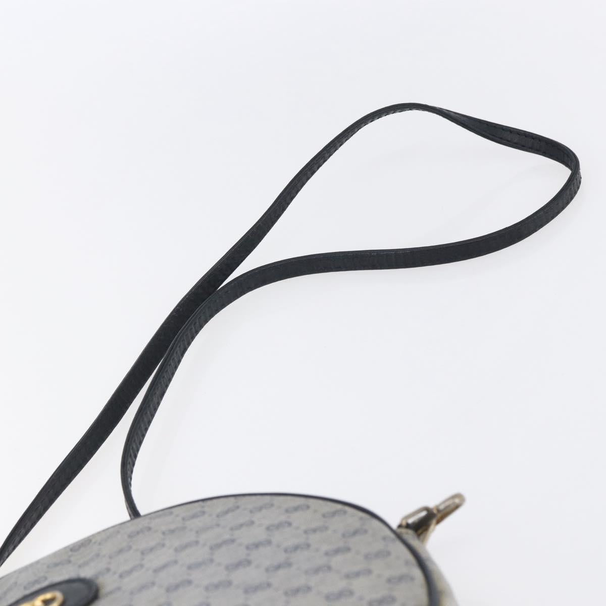 GUCCI Micro GG Supreme Shoulder Bag PVC Navy Gold Auth BA7782