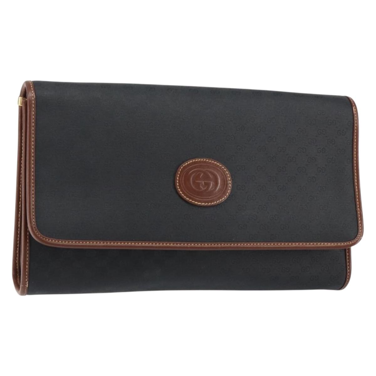 GUCCI Micro GG Supreme Shoulder Bag PVC Black Gold 004 112 0289 Auth BA7784