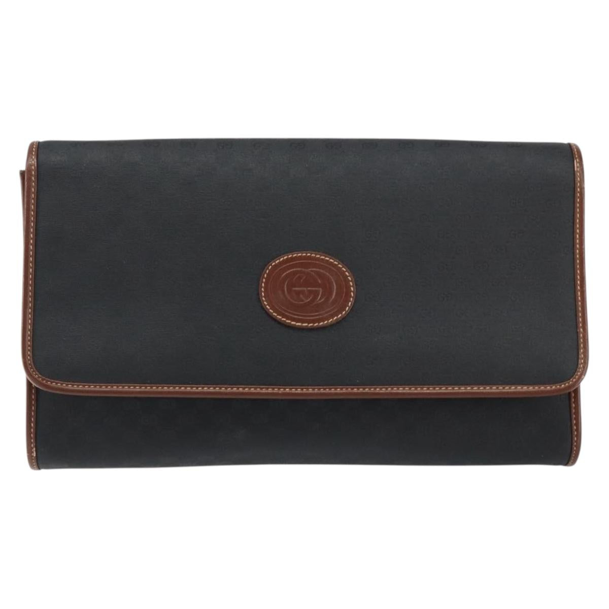 GUCCI Micro GG Supreme Shoulder Bag PVC Black Gold 004 112 0289 Auth BA7784