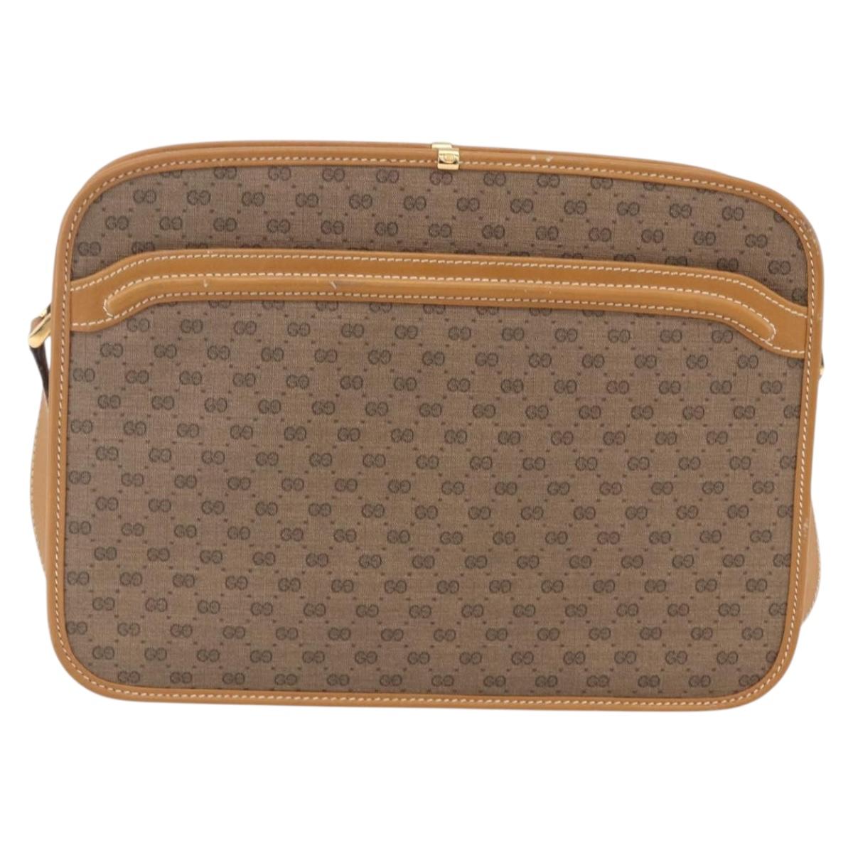 GUCCI Micro GG Supreme Shoulder Bag PVC Beige Gold 001 256 1308 Auth BA7785