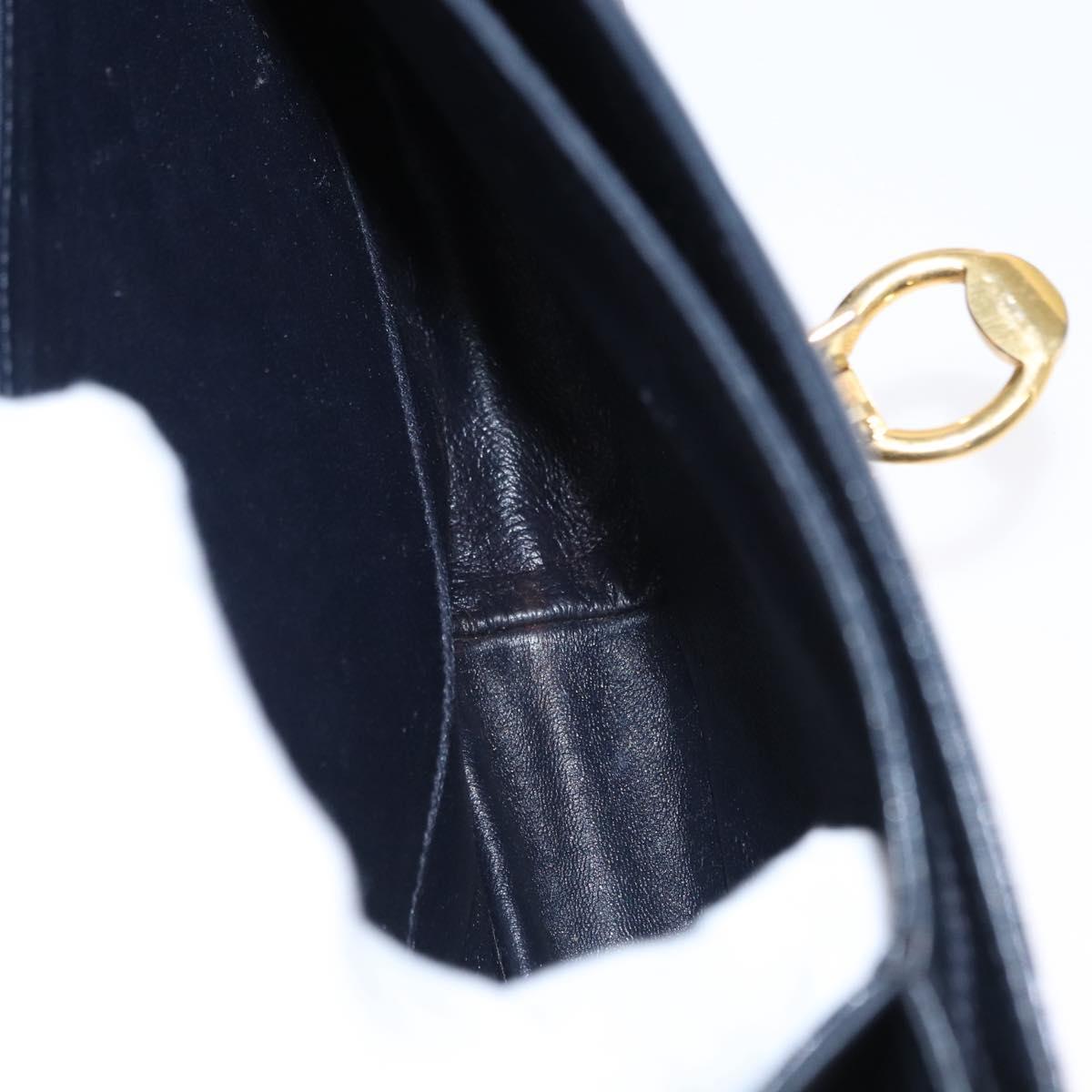 GUCCI Shoulder Bag Leather Navy Gold 406 001 2115 Auth BA7786