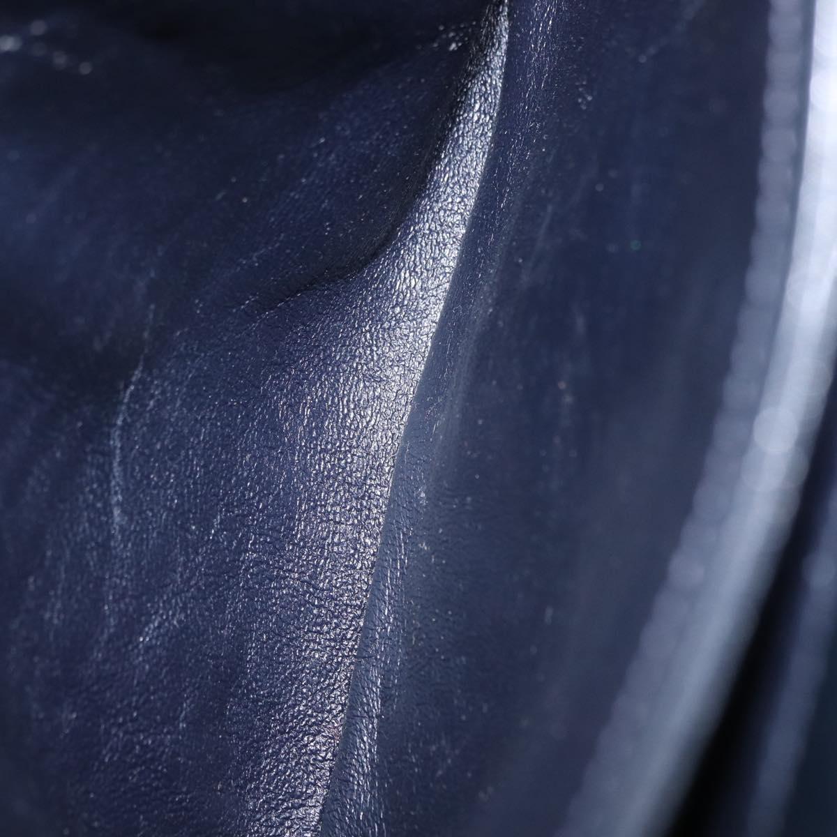 GUCCI Shoulder Bag Leather Navy Gold 406 001 2115 Auth BA7786