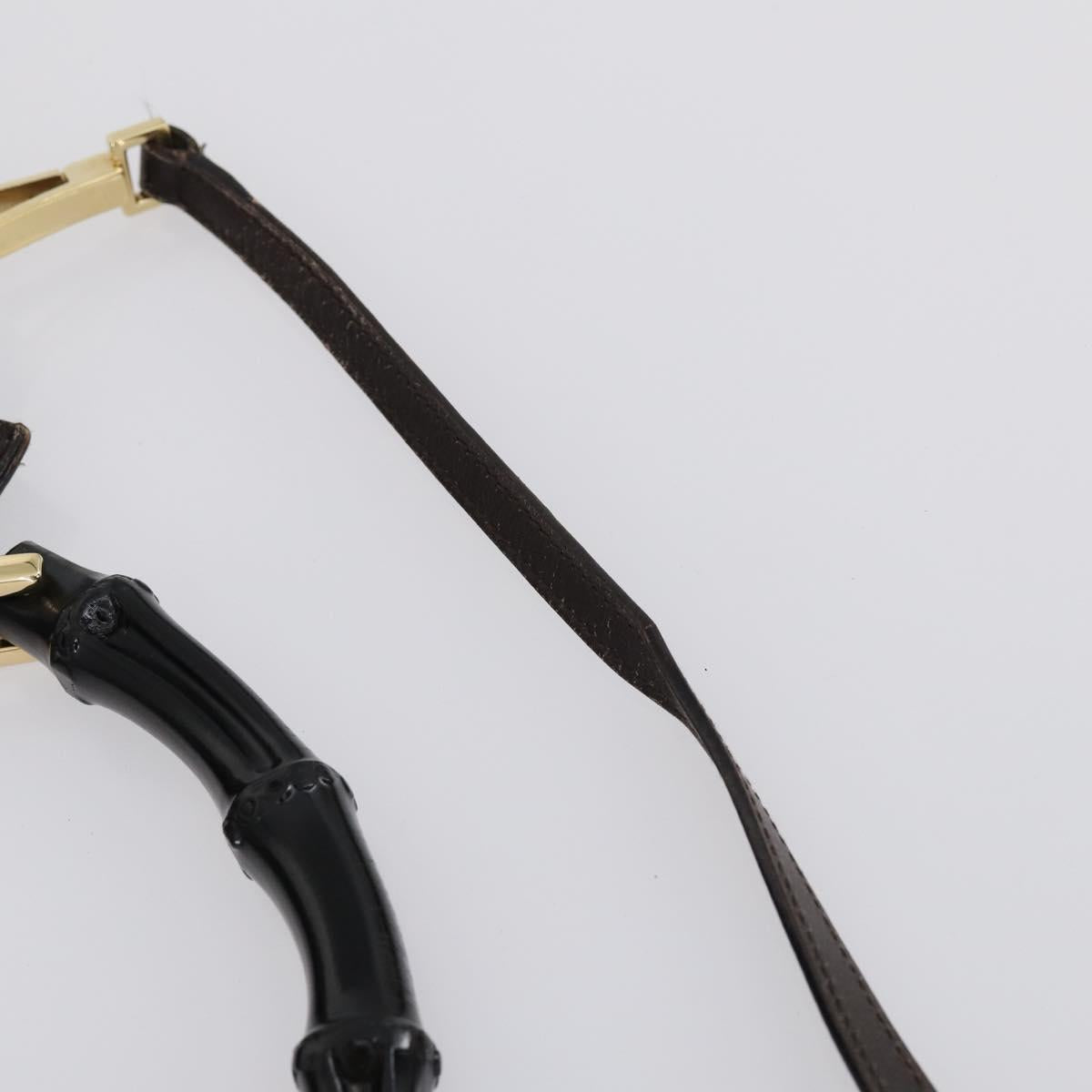 GUCCI Bamboo Hand Bag Leather 2way Brown Gold 001 1886 Auth BA7787