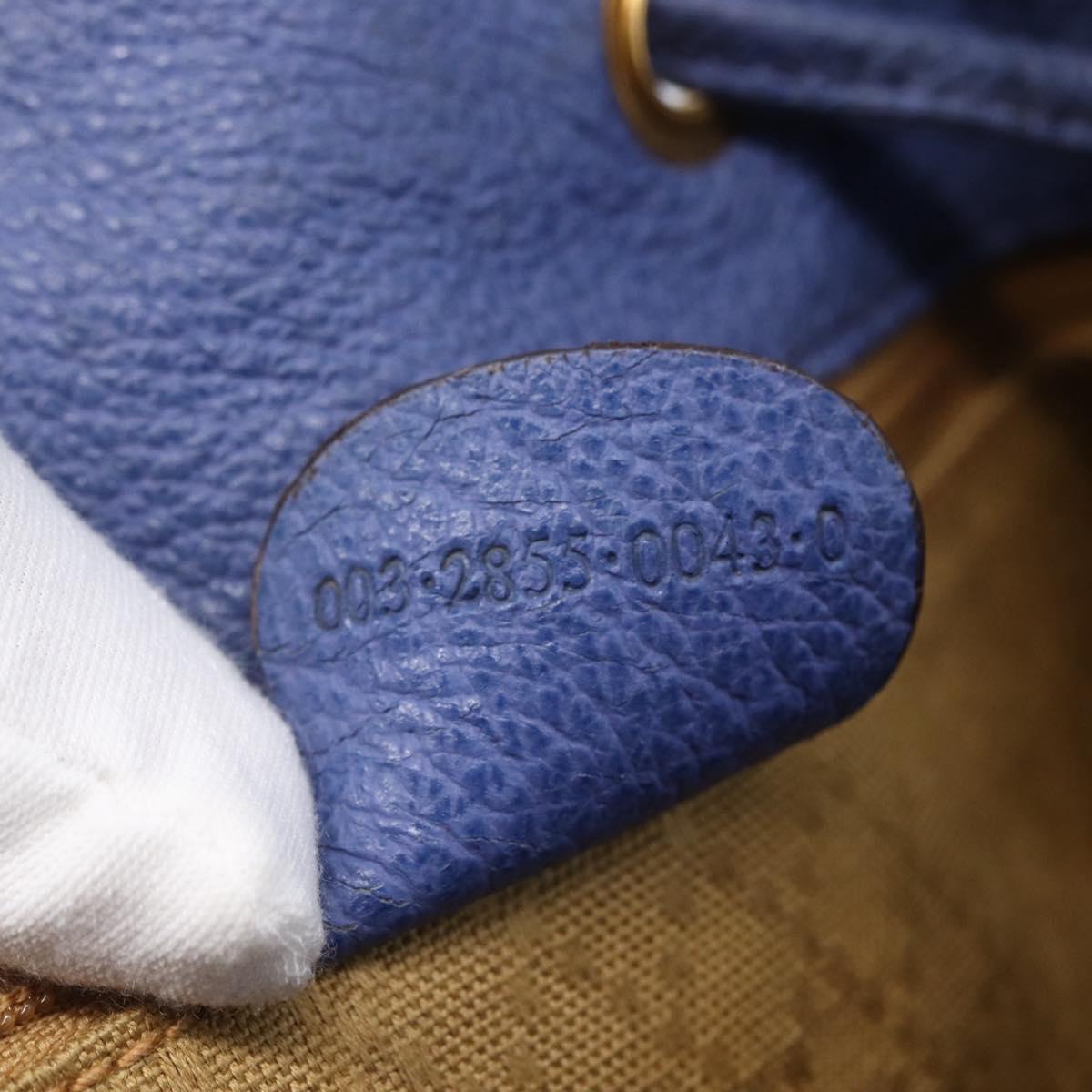 GUCCI Bamboo Backpack Suede Leather Blue Gold 003 2855 0043 0 Auth BA7788