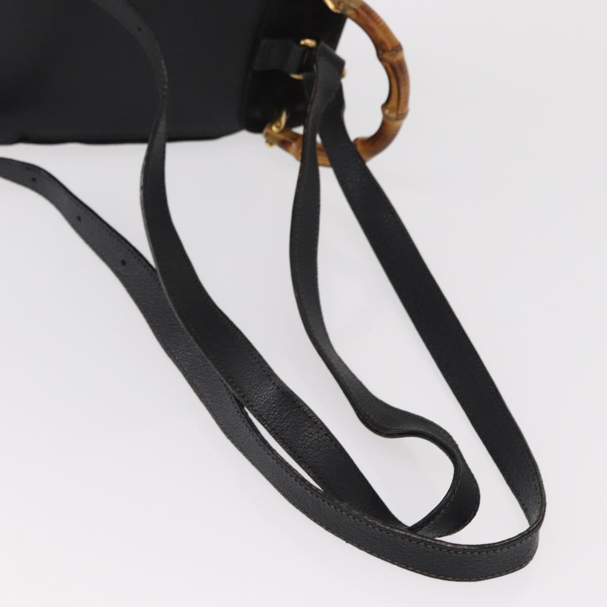 GUCCI Bamboo Backpack Suede Leather Black Gold 003 1705 0030 Auth BA7789