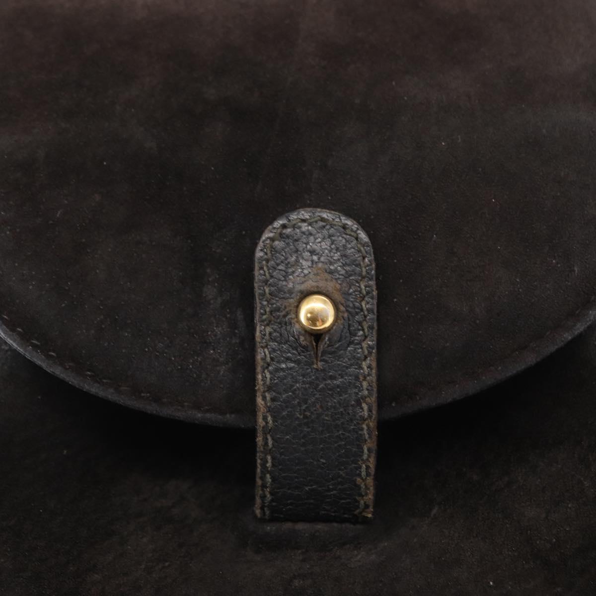 GUCCI Bamboo Backpack Suede Leather Black Gold 003 1705 0030 Auth BA7789