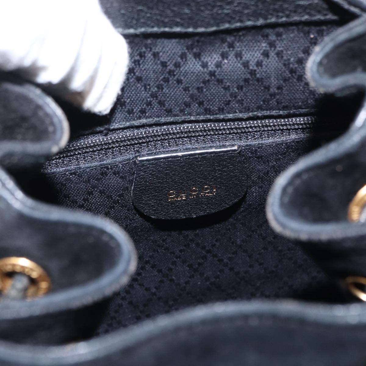GUCCI Bamboo Backpack Suede Leather Black Gold 003 1705 0030 Auth BA7789