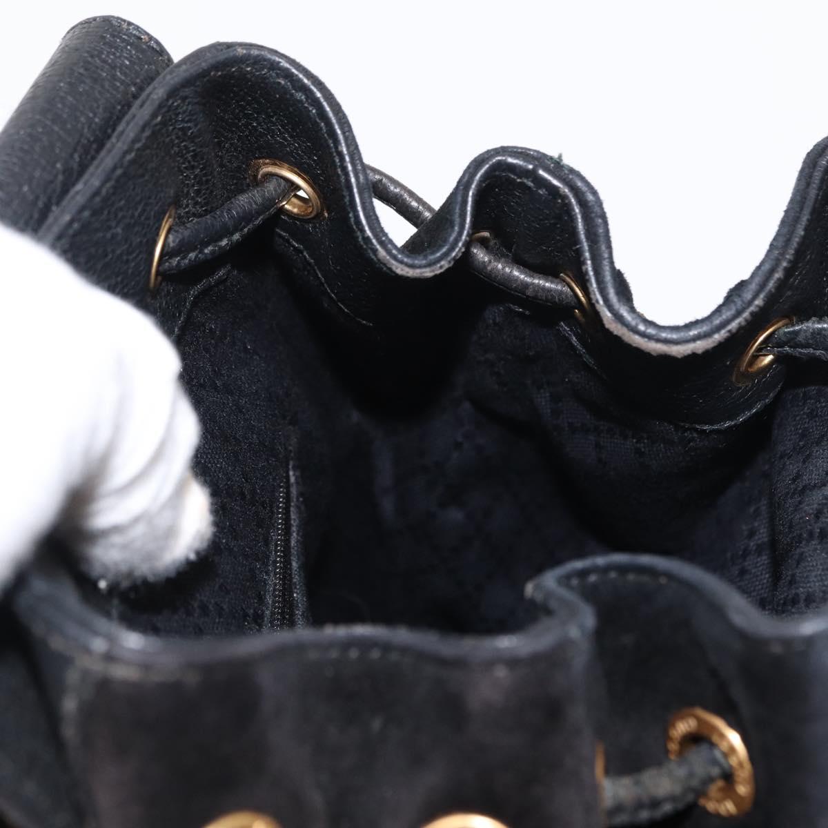 GUCCI Bamboo Backpack Suede Leather Black Gold 003 1705 0030 Auth BA7789